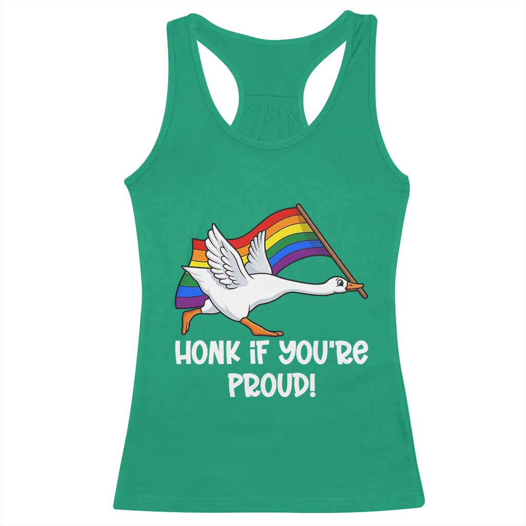 Silly Goose LGBTQ Rainbow Racerback Tank Top Honk If You're Proud