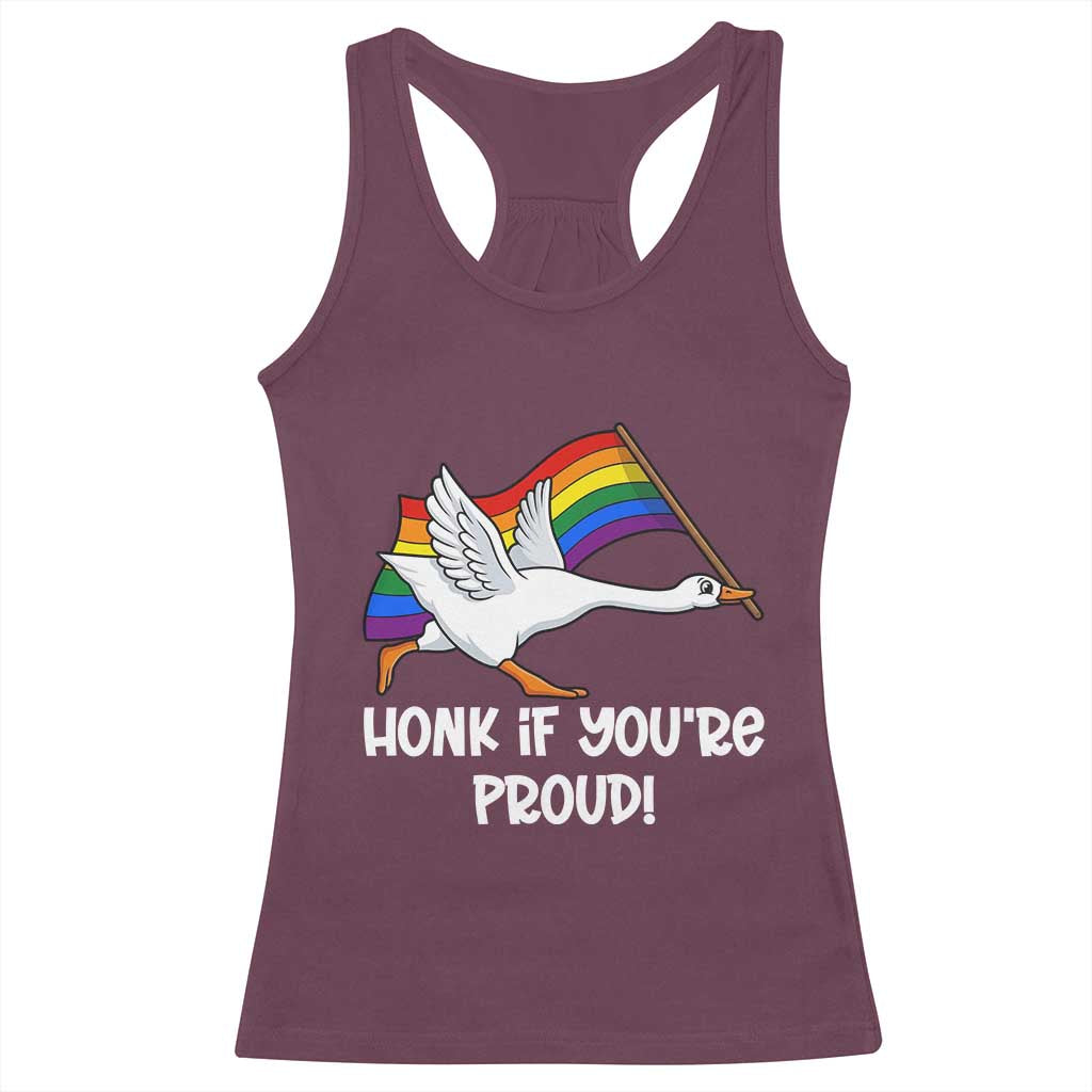 Silly Goose LGBTQ Rainbow Racerback Tank Top Honk If You're Proud