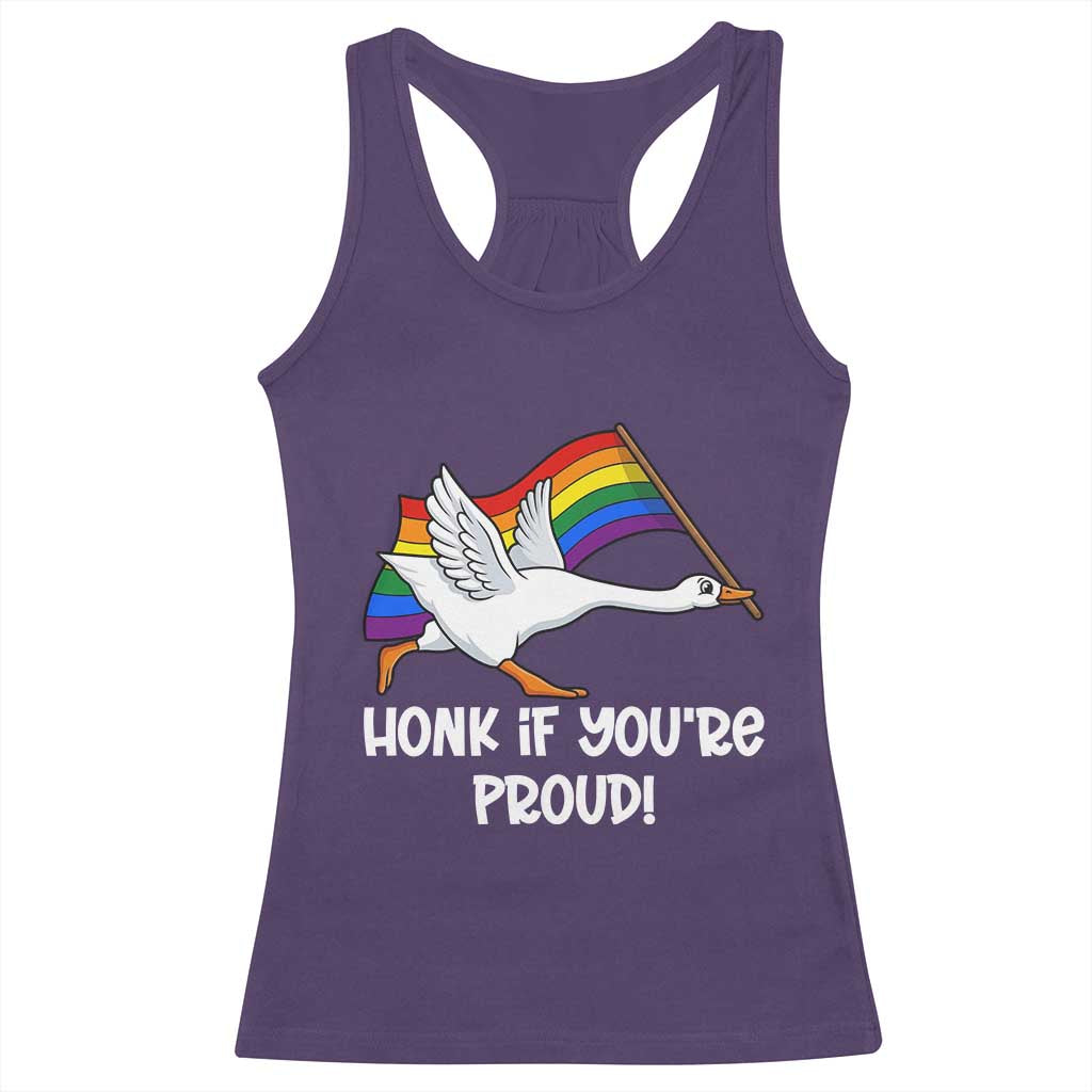 Silly Goose LGBTQ Rainbow Racerback Tank Top Honk If You're Proud