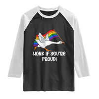 Silly Goose LGBTQ Rainbow Raglan Shirt Honk If You're Proud