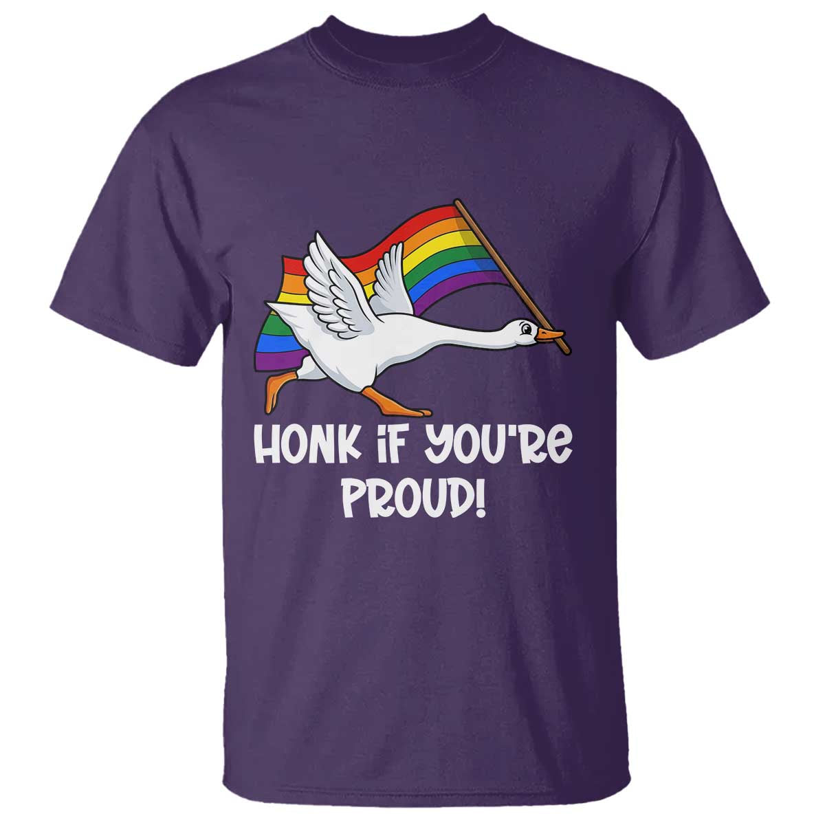 Silly Goose LGBTQ Rainbow T Shirt Honk If You're Proud