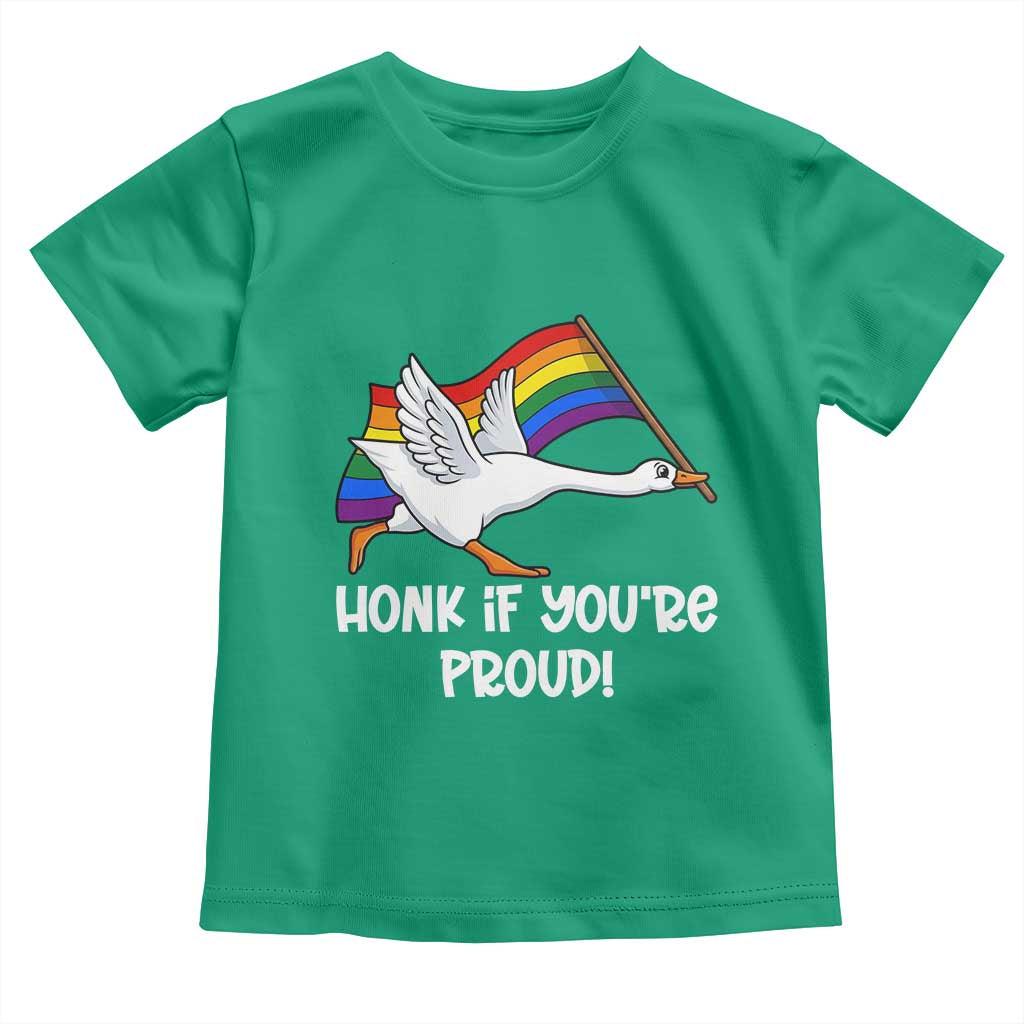 Silly Goose LGBTQ Rainbow Toddler T Shirt Honk If You're Proud