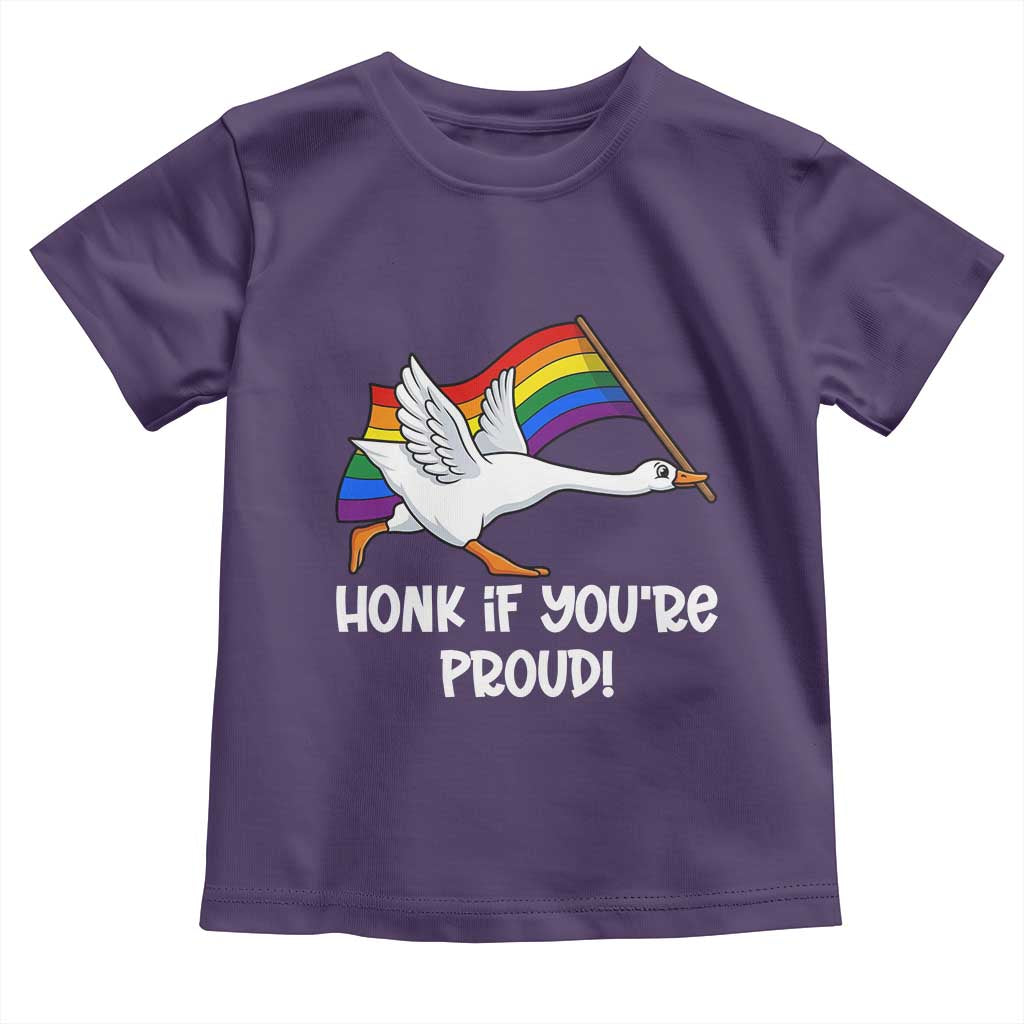 Silly Goose LGBTQ Rainbow Toddler T Shirt Honk If You're Proud