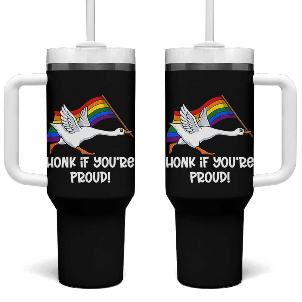 Silly Goose LGBTQ Rainbow Tumbler With Handle Honk If You're Proud
