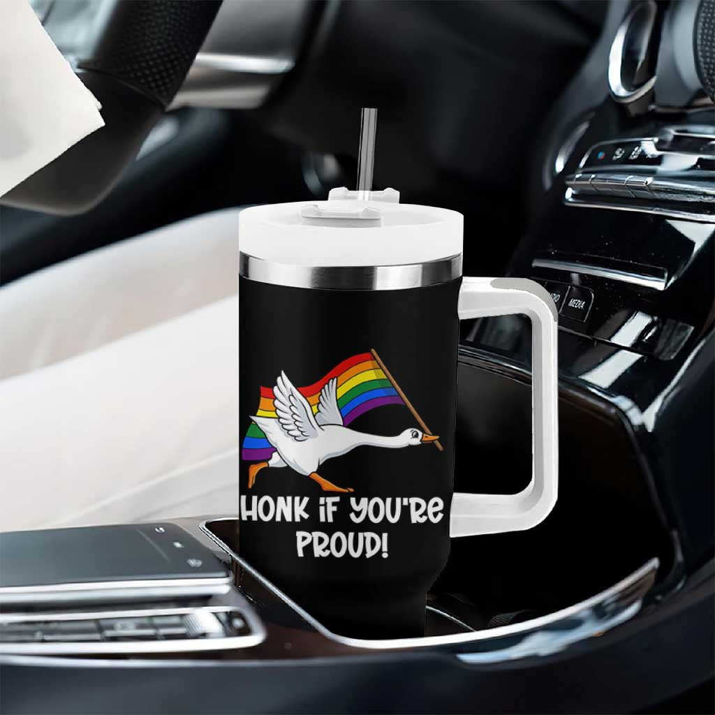 Silly Goose LGBTQ Rainbow Tumbler With Handle Honk If You're Proud