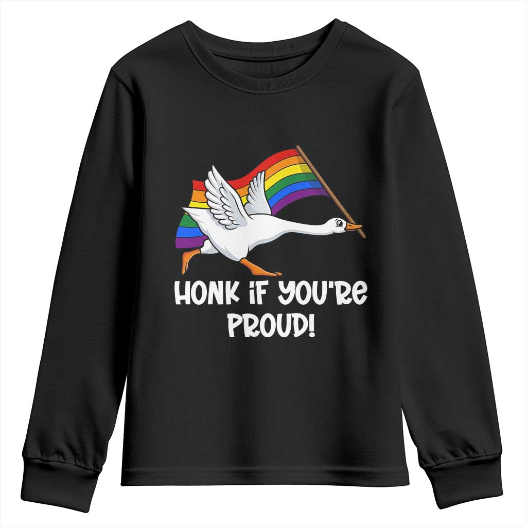 Silly Goose LGBTQ Rainbow Youth Sweatshirt Honk If You're Proud