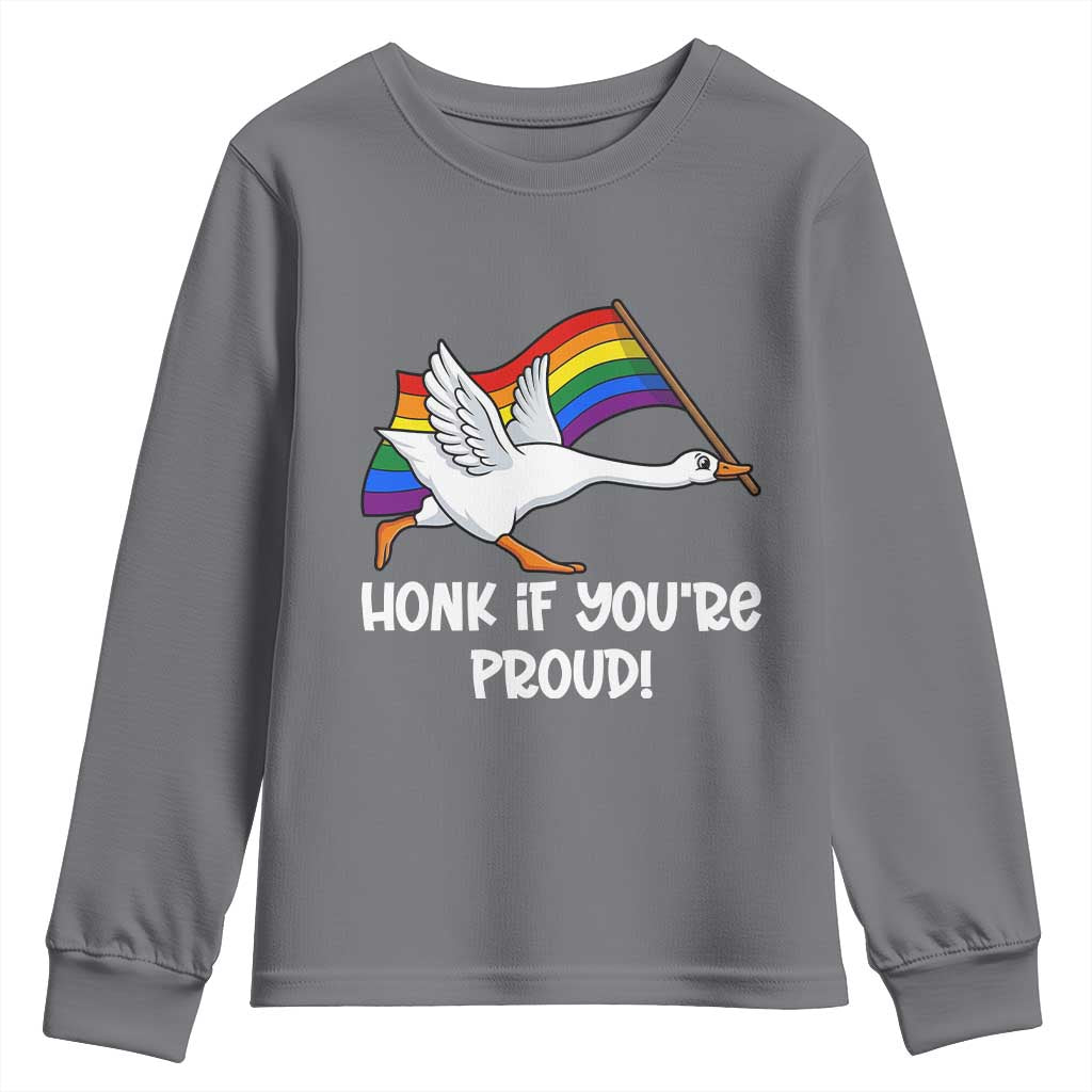 Silly Goose LGBTQ Rainbow Youth Sweatshirt Honk If You're Proud