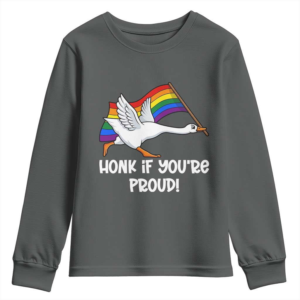 Silly Goose LGBTQ Rainbow Youth Sweatshirt Honk If You're Proud