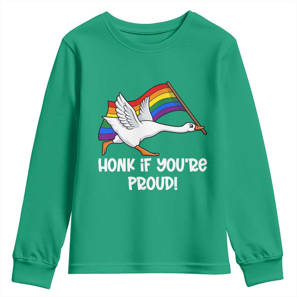 Silly Goose LGBTQ Rainbow Youth Sweatshirt Honk If You're Proud