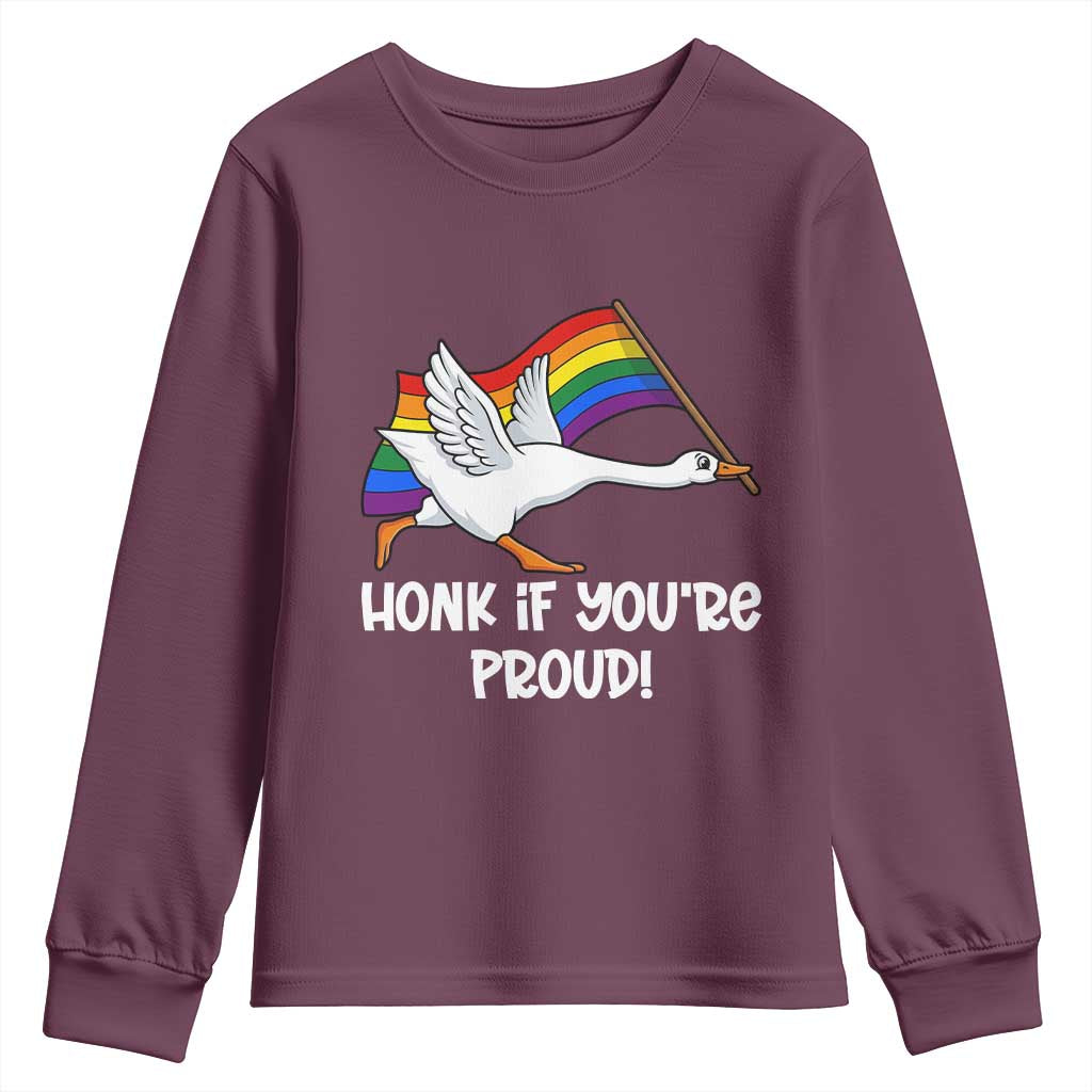 Silly Goose LGBTQ Rainbow Youth Sweatshirt Honk If You're Proud