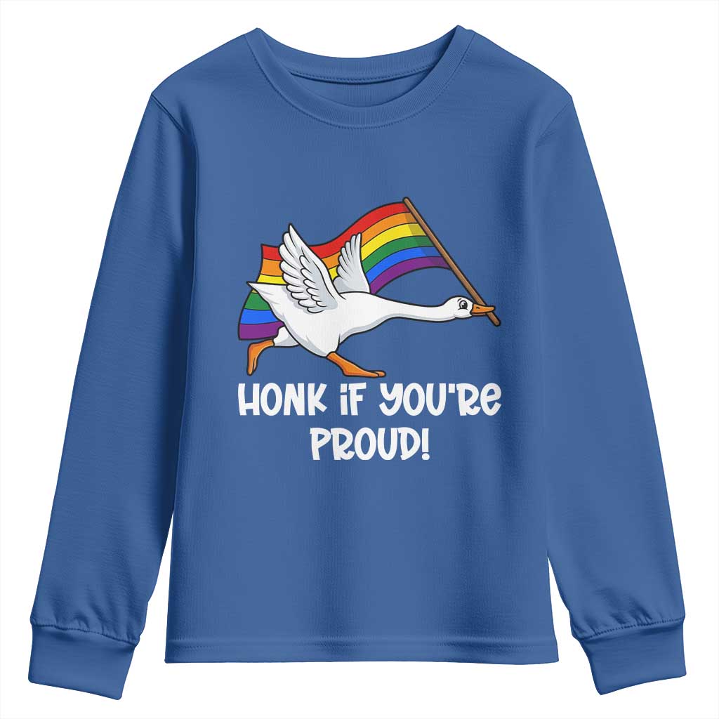 Silly Goose LGBTQ Rainbow Youth Sweatshirt Honk If You're Proud