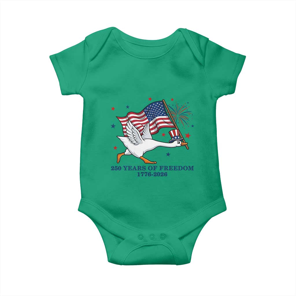 Freedom 250th Anniversary Baby Onesie Funny 4th Of July Silly Goose