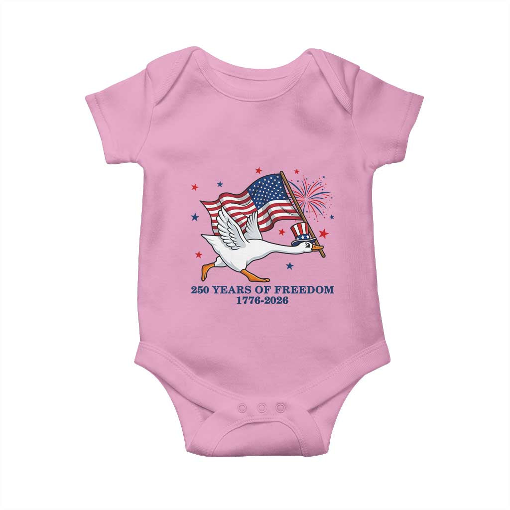 Freedom 250th Anniversary Baby Onesie Funny 4th Of July Silly Goose