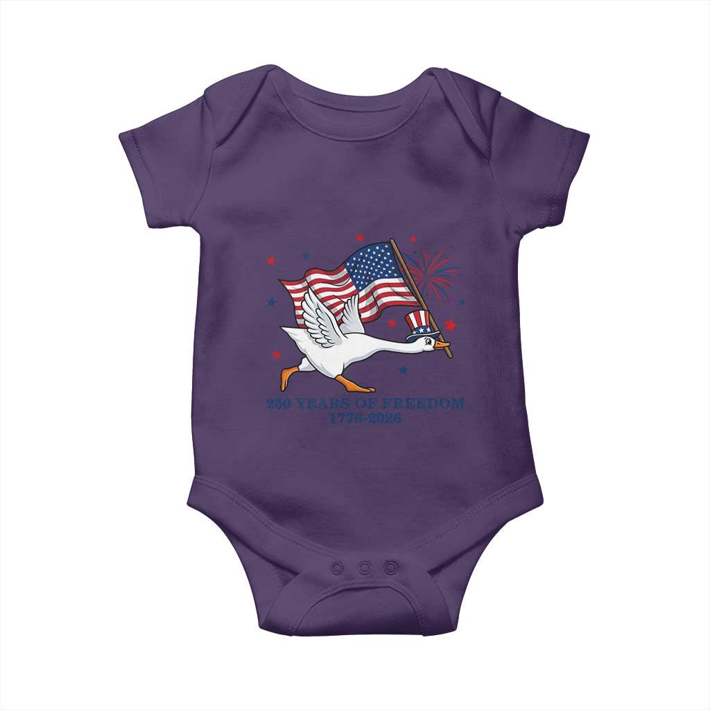 Freedom 250th Anniversary Baby Onesie Funny 4th Of July Silly Goose
