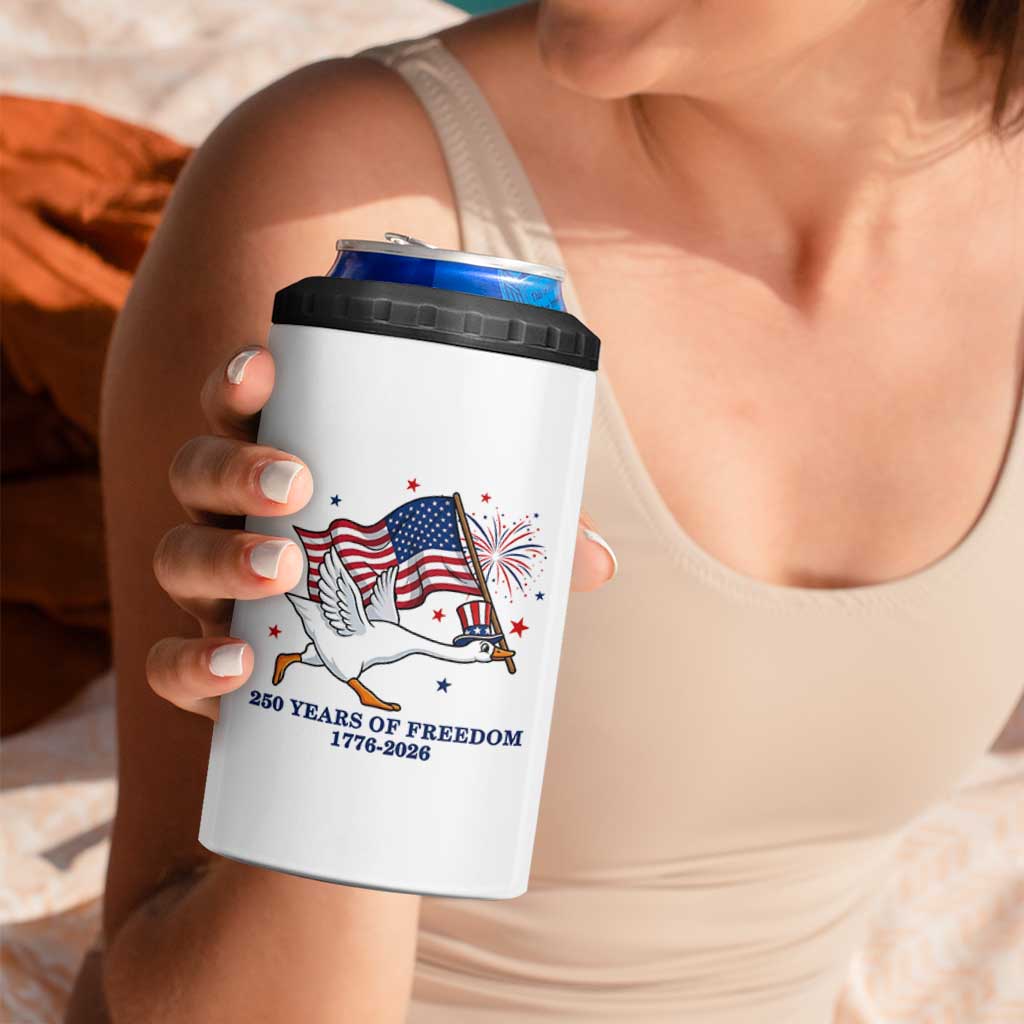 Freedom 250th Anniversary 4 in 1 Can Cooler Tumbler Funny 4th Of July Silly Goose
