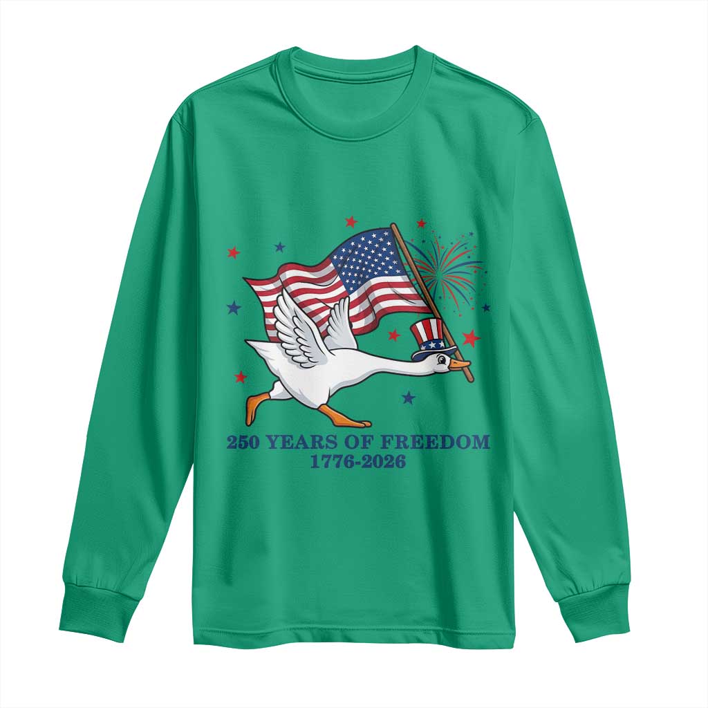 Freedom 250th Anniversary Long Sleeve Shirt Funny 4th Of July Silly Goose