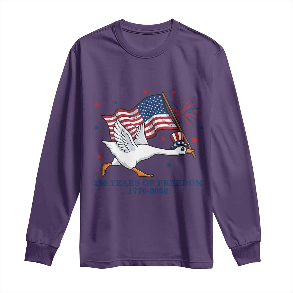 Freedom 250th Anniversary Long Sleeve Shirt Funny 4th Of July Silly Goose