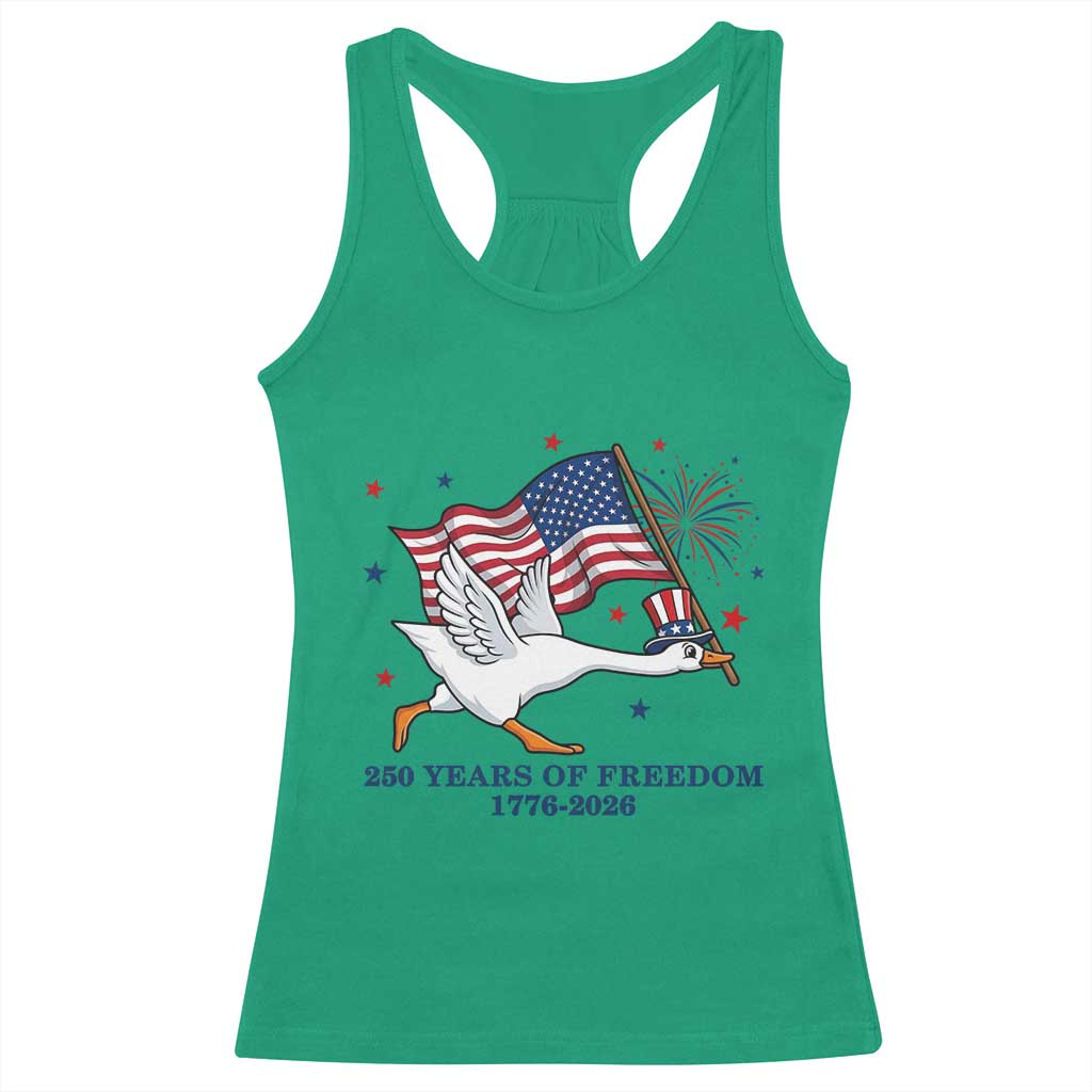 Freedom 250th Anniversary Racerback Tank Top Funny 4th Of July Silly Goose