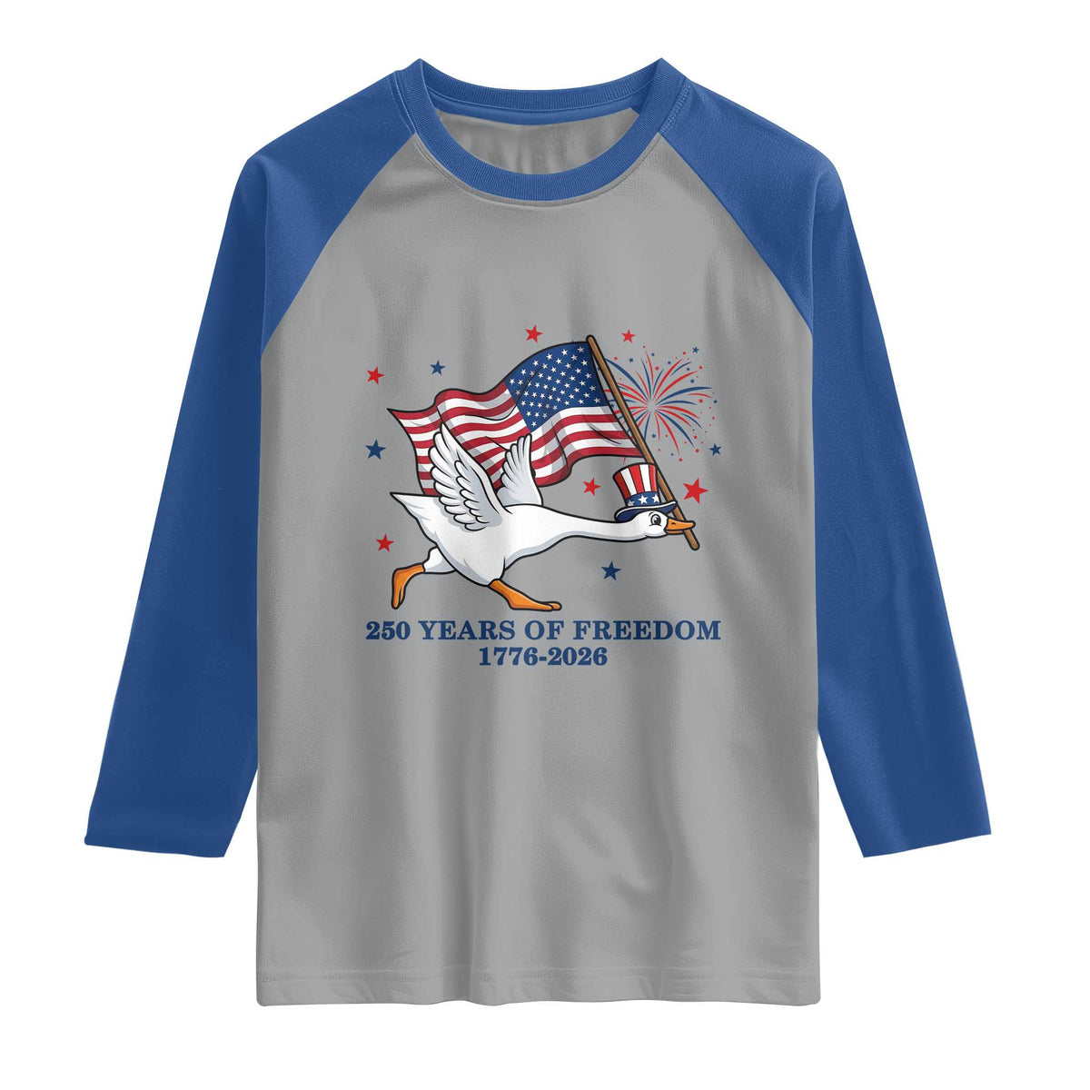 Freedom 250th Anniversary Raglan Shirt Funny 4th Of July Silly Goose