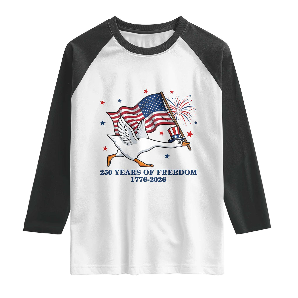 Freedom 250th Anniversary Raglan Shirt Funny 4th Of July Silly Goose
