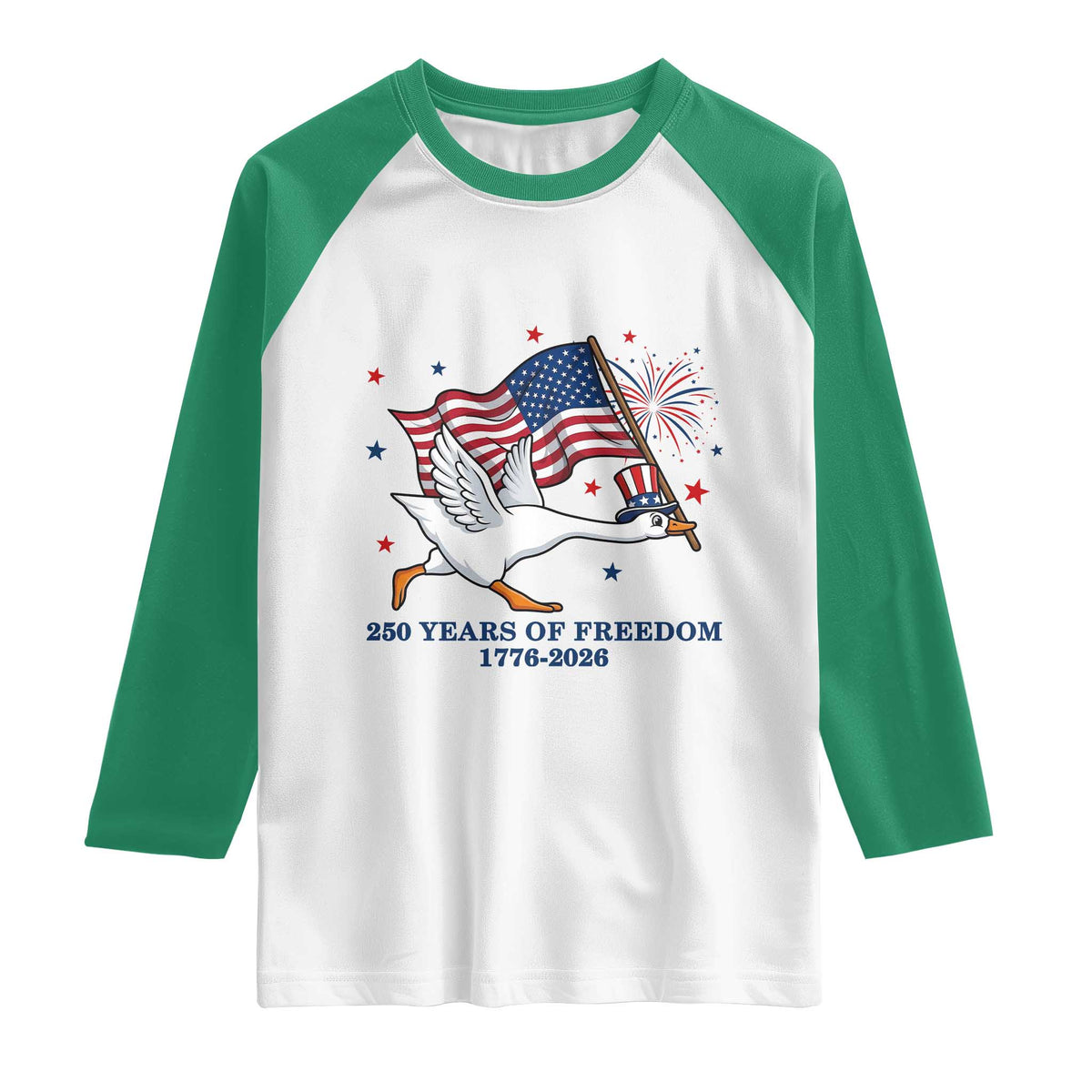 Freedom 250th Anniversary Raglan Shirt Funny 4th Of July Silly Goose
