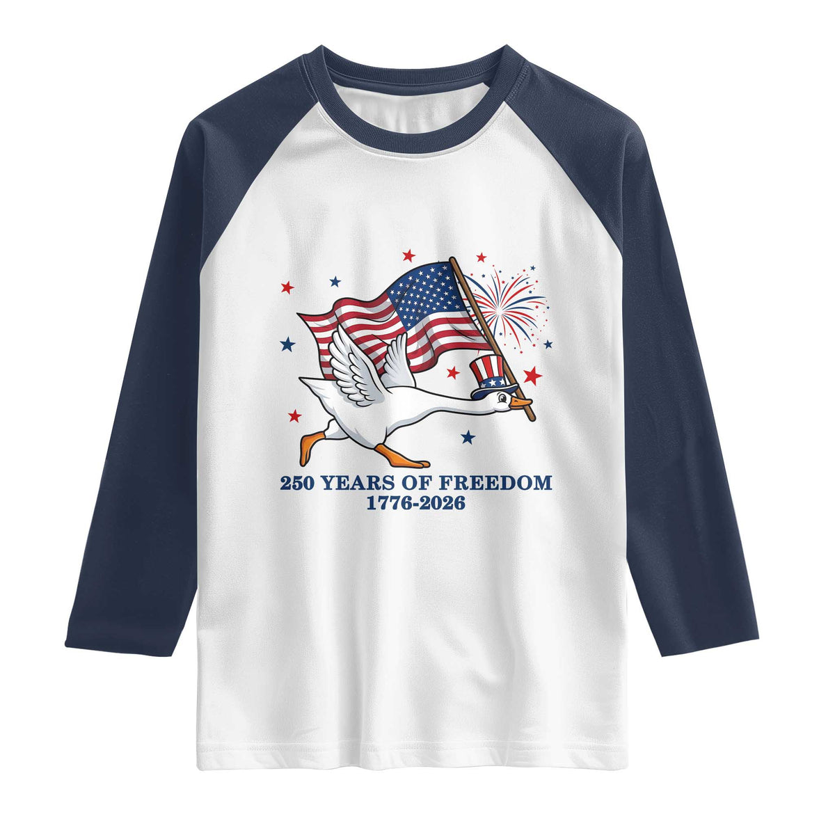 Freedom 250th Anniversary Raglan Shirt Funny 4th Of July Silly Goose