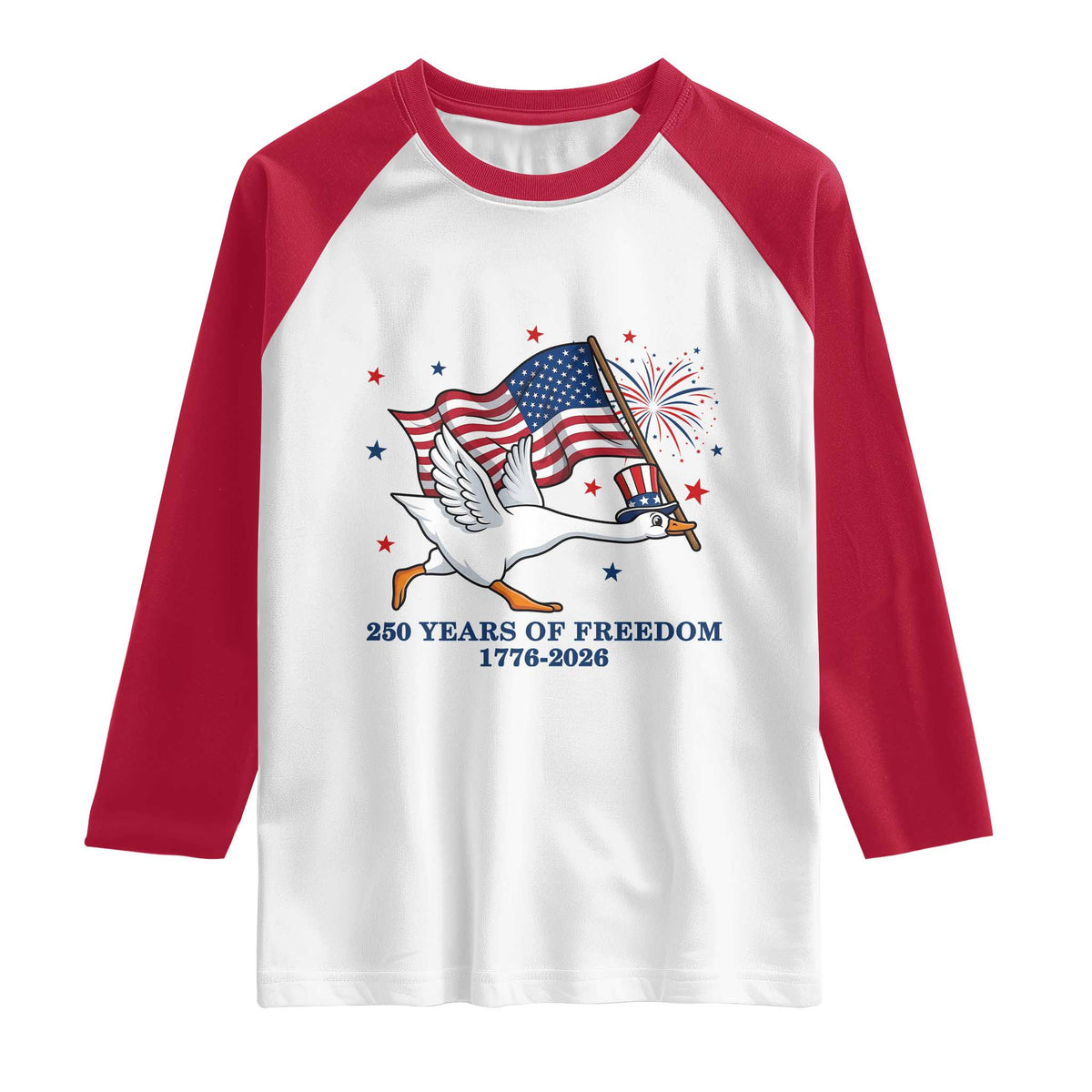 Freedom 250th Anniversary Raglan Shirt Funny 4th Of July Silly Goose