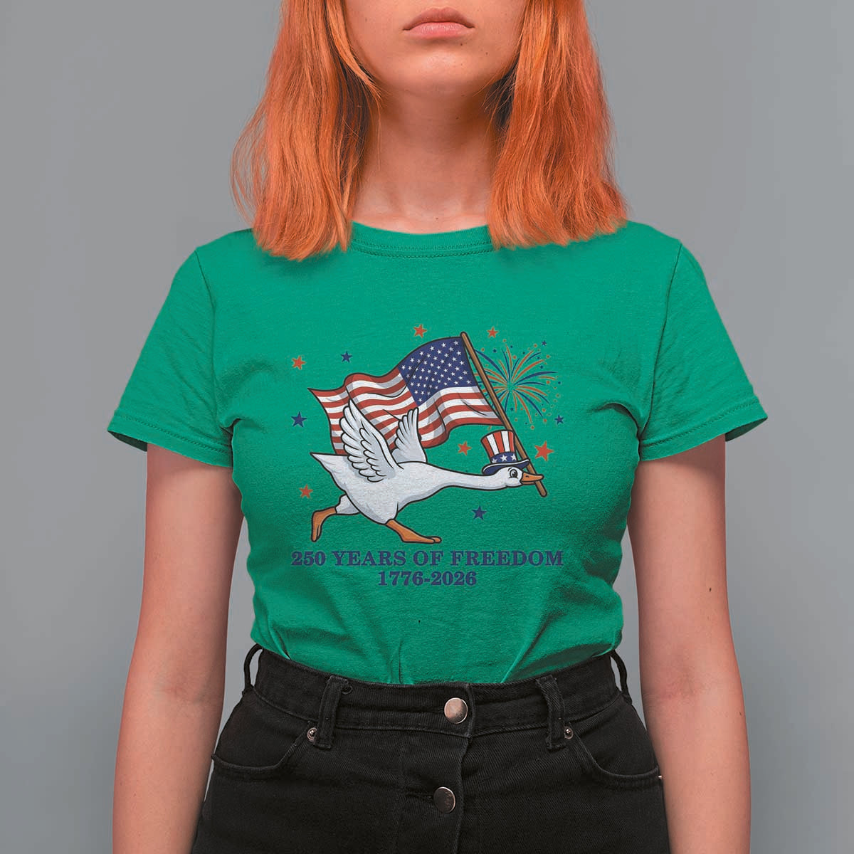 Freedom 250th Anniversary T Shirt For Women Funny 4th Of July Silly Goose