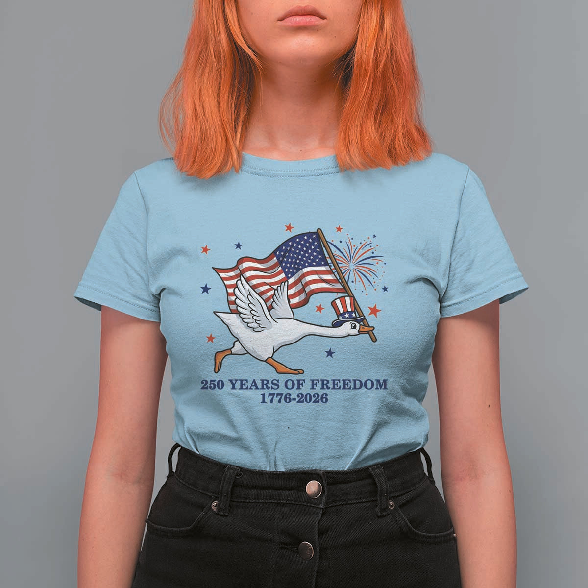 Freedom 250th Anniversary T Shirt For Women Funny 4th Of July Silly Goose