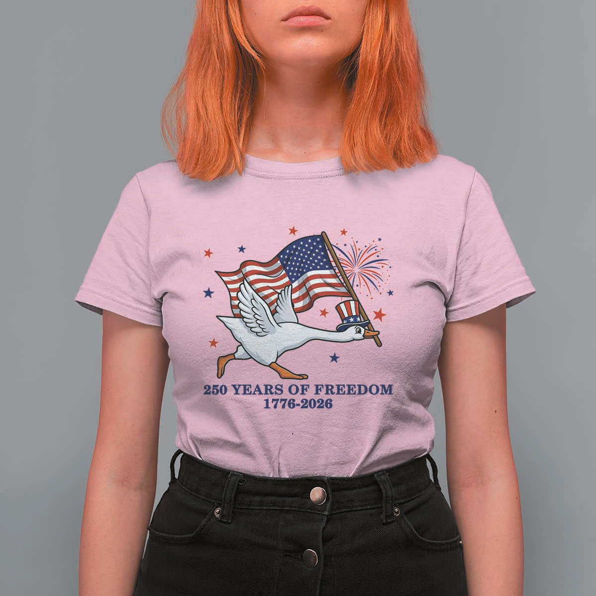 Freedom 250th Anniversary T Shirt For Women Funny 4th Of July Silly Goose