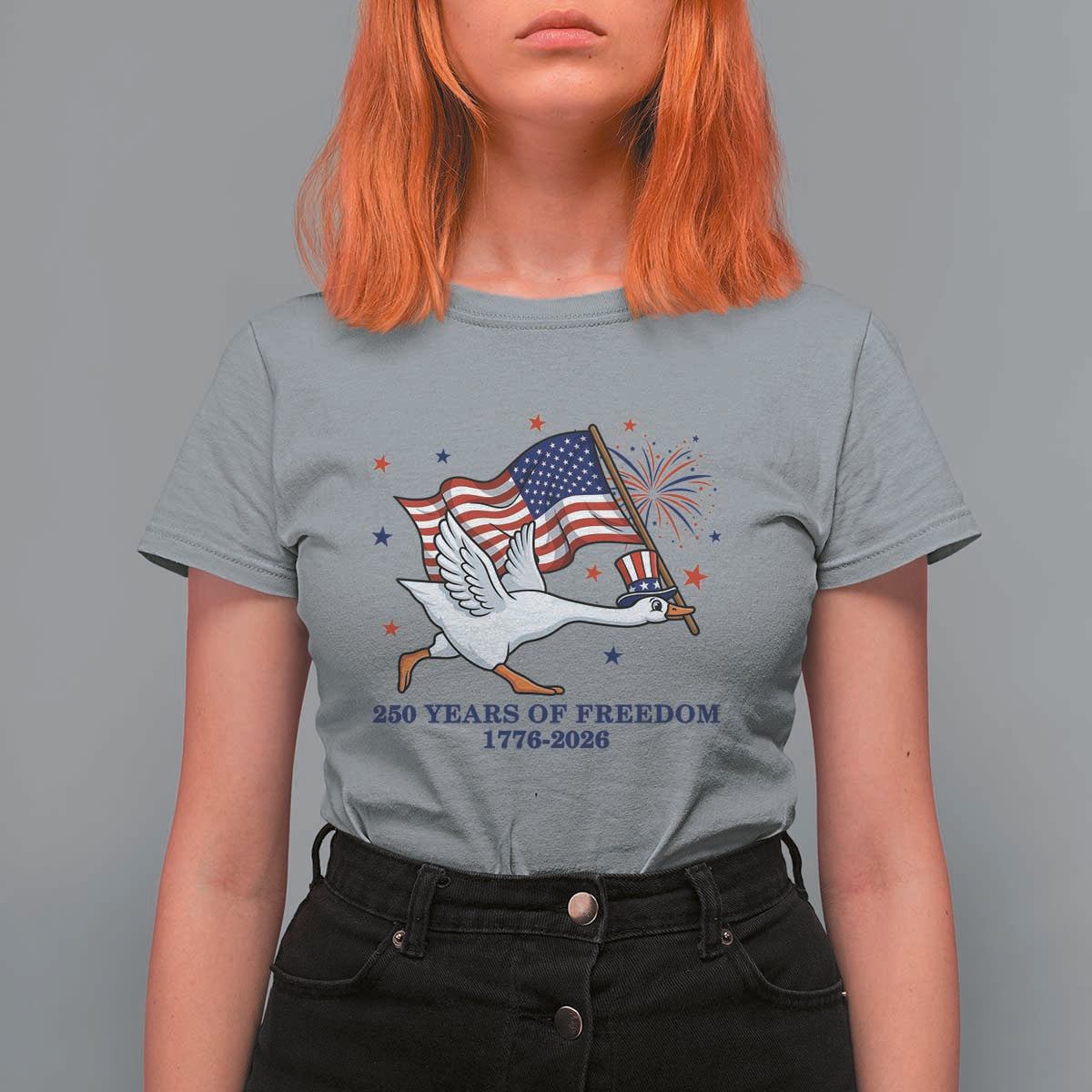 Freedom 250th Anniversary T Shirt For Women Funny 4th Of July Silly Goose