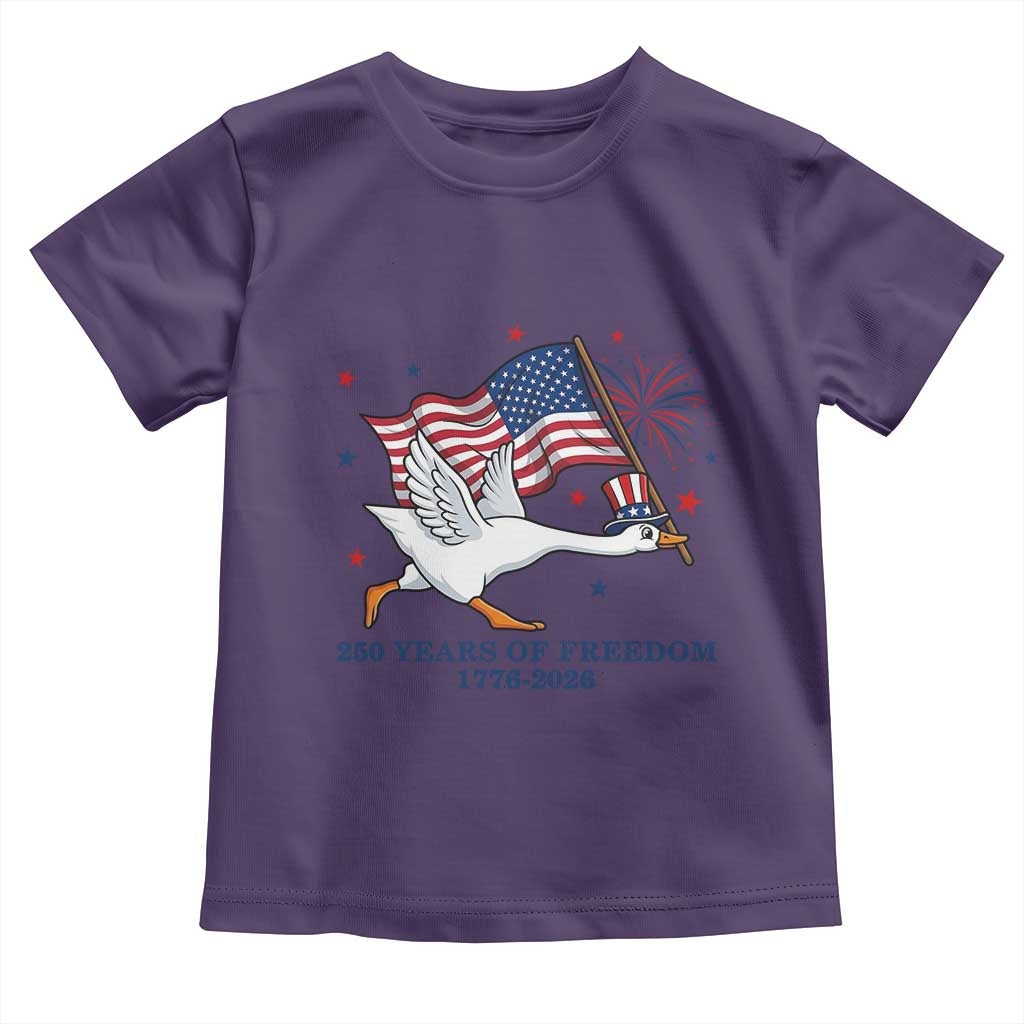 Freedom 250th Anniversary Toddler T Shirt Funny 4th Of July Silly Goose