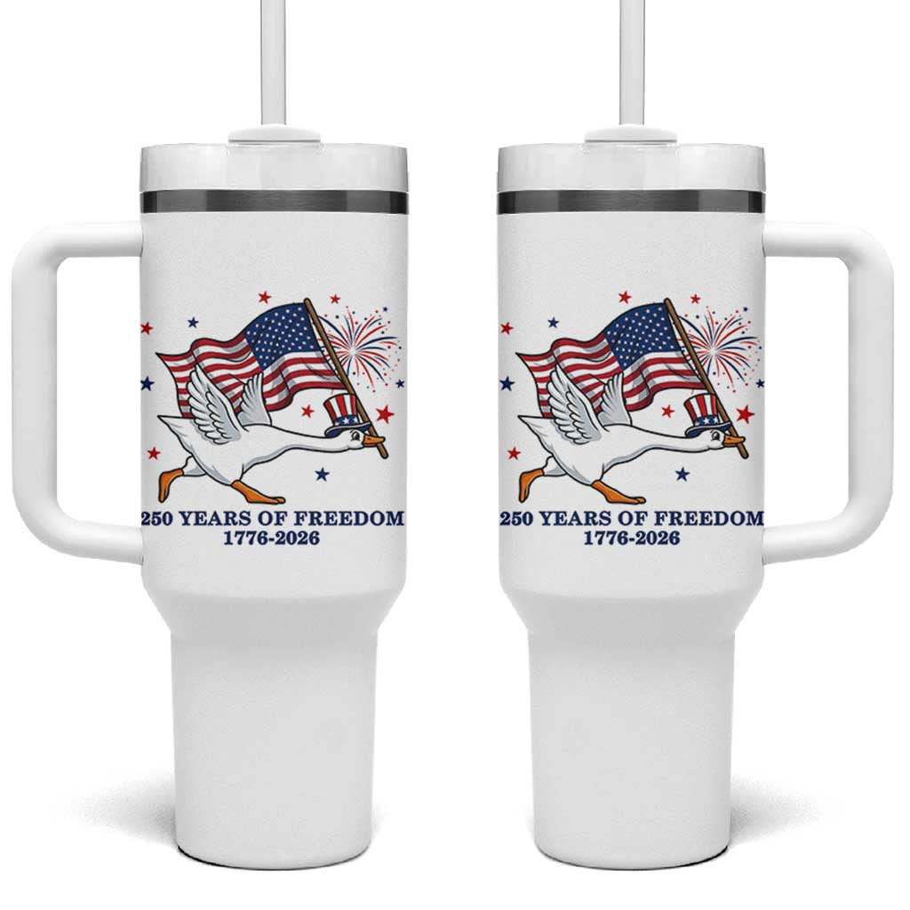 Freedom 250th Anniversary Tumbler With Handle Funny 4th Of July Silly Goose