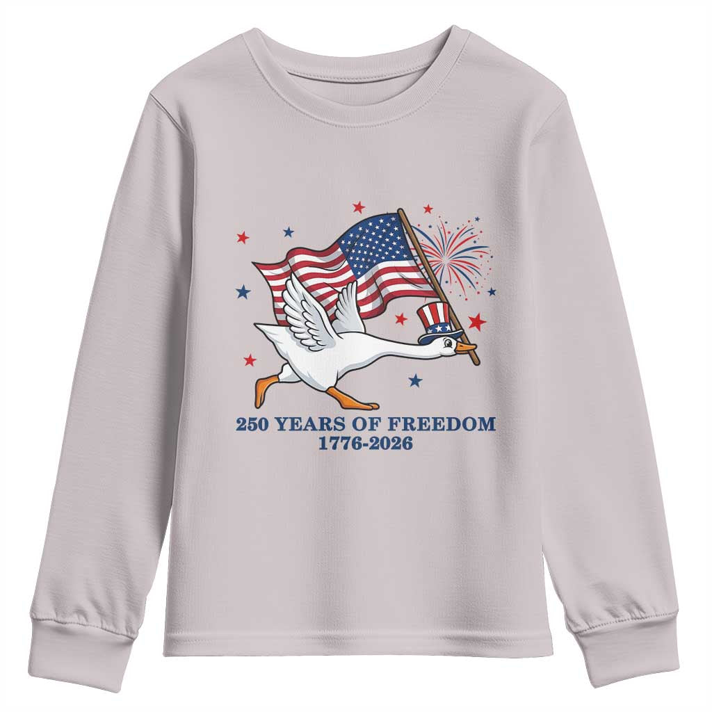 Freedom 250th Anniversary Youth Sweatshirt Funny 4th Of July Silly Goose