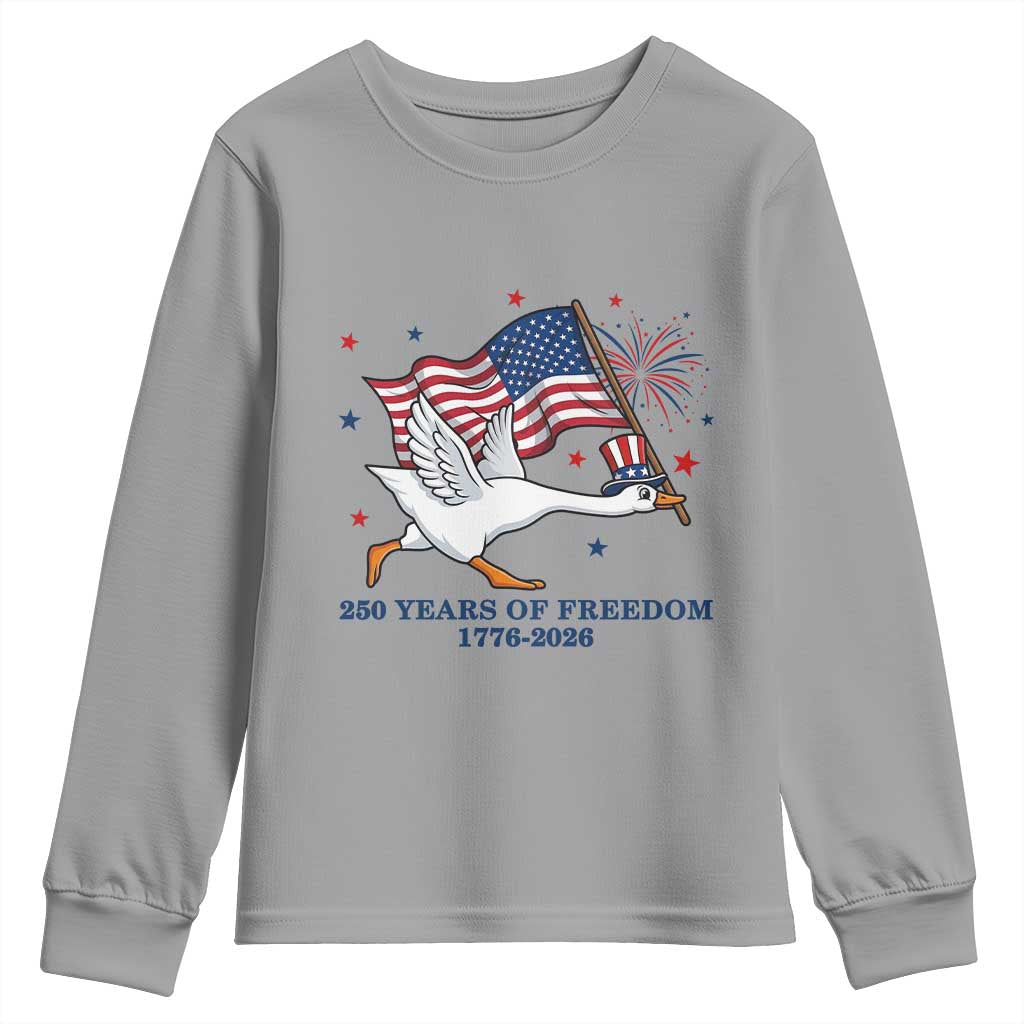 Freedom 250th Anniversary Youth Sweatshirt Funny 4th Of July Silly Goose