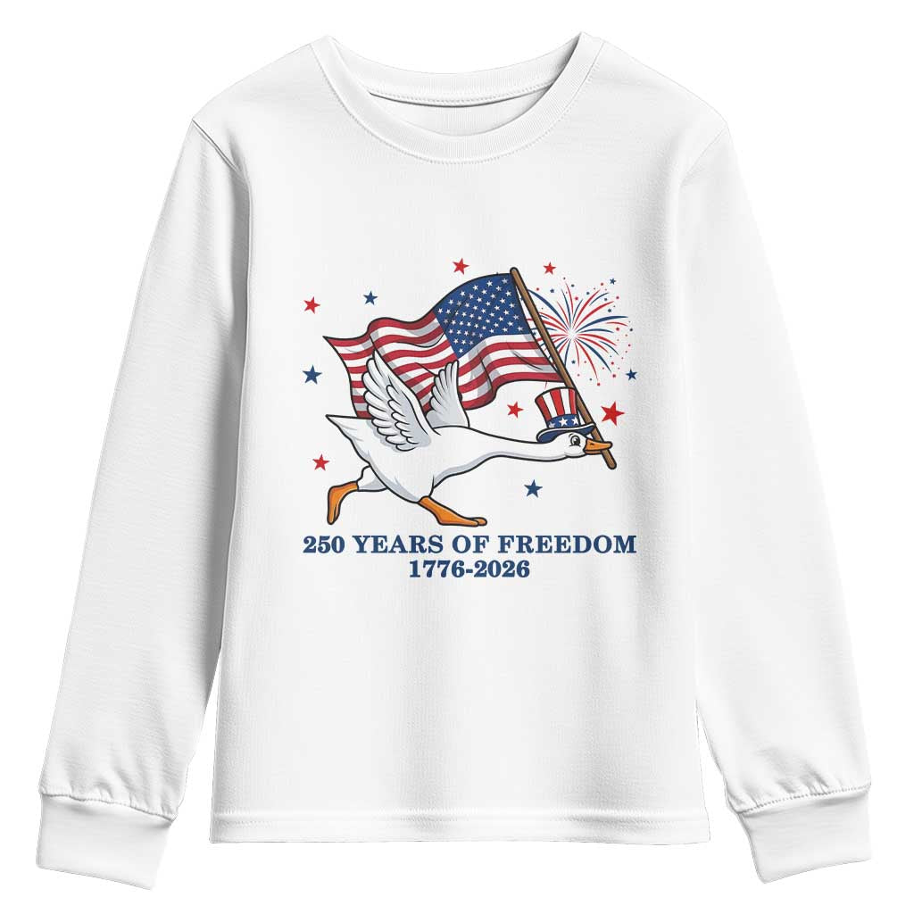 Freedom 250th Anniversary Youth Sweatshirt Funny 4th Of July Silly Goose