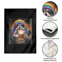 LGBTQ Pride Raccoon Rainbow Flag Garden Flag Funny Drinking Beer