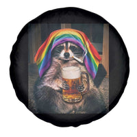 LGBTQ Pride Raccoon Rainbow Flag Spare Tire Cover Funny Drinking Beer