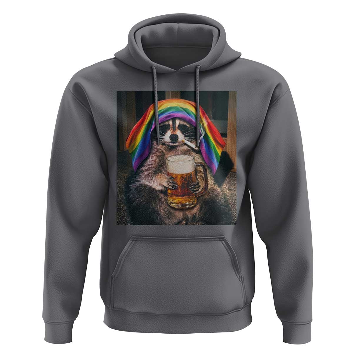 LGBTQ Pride Raccoon Rainbow Flag Hoodie Funny Drinking Beer