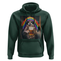 LGBTQ Pride Raccoon Rainbow Flag Hoodie Funny Drinking Beer