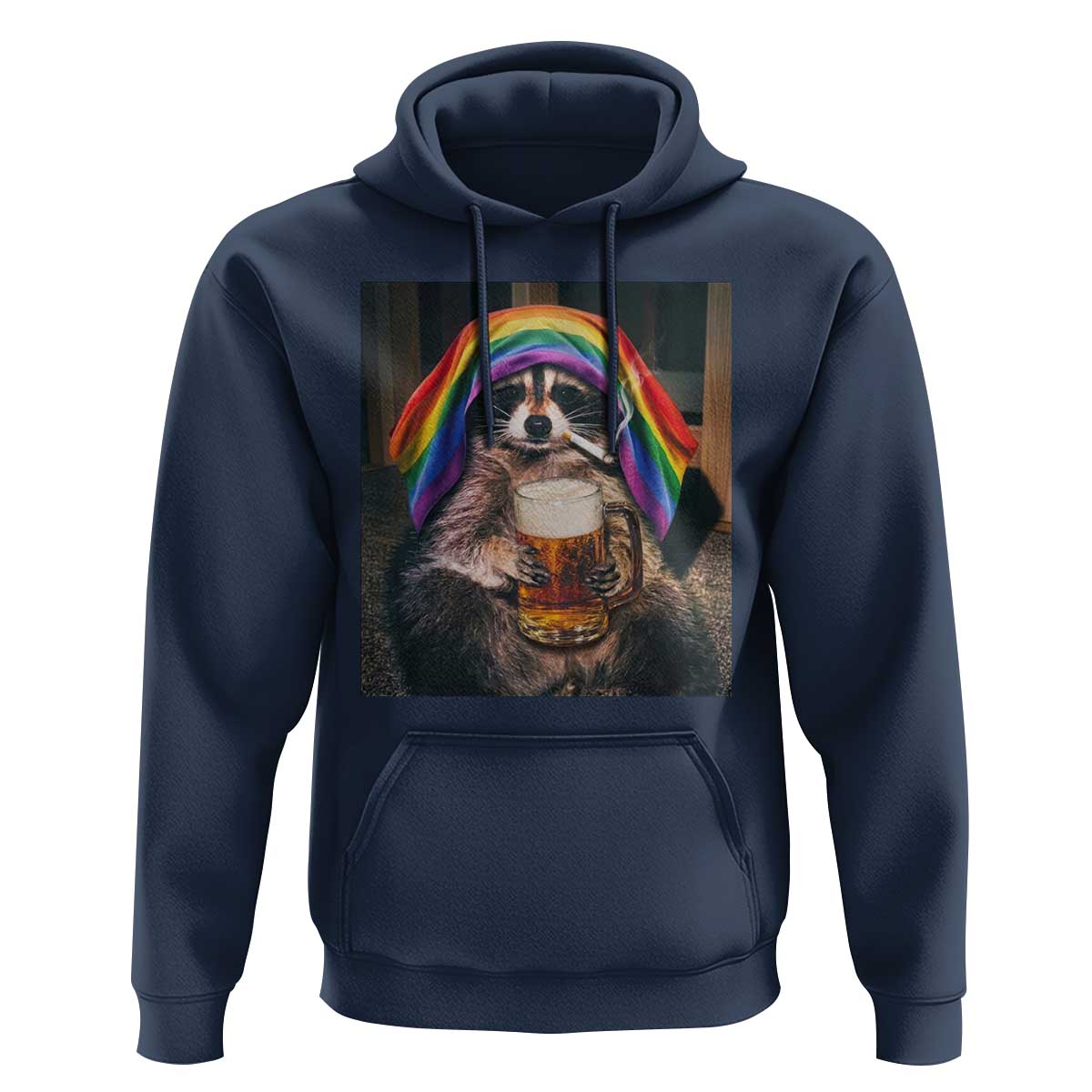 LGBTQ Pride Raccoon Rainbow Flag Hoodie Funny Drinking Beer