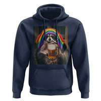 LGBTQ Pride Raccoon Rainbow Flag Hoodie Funny Drinking Beer