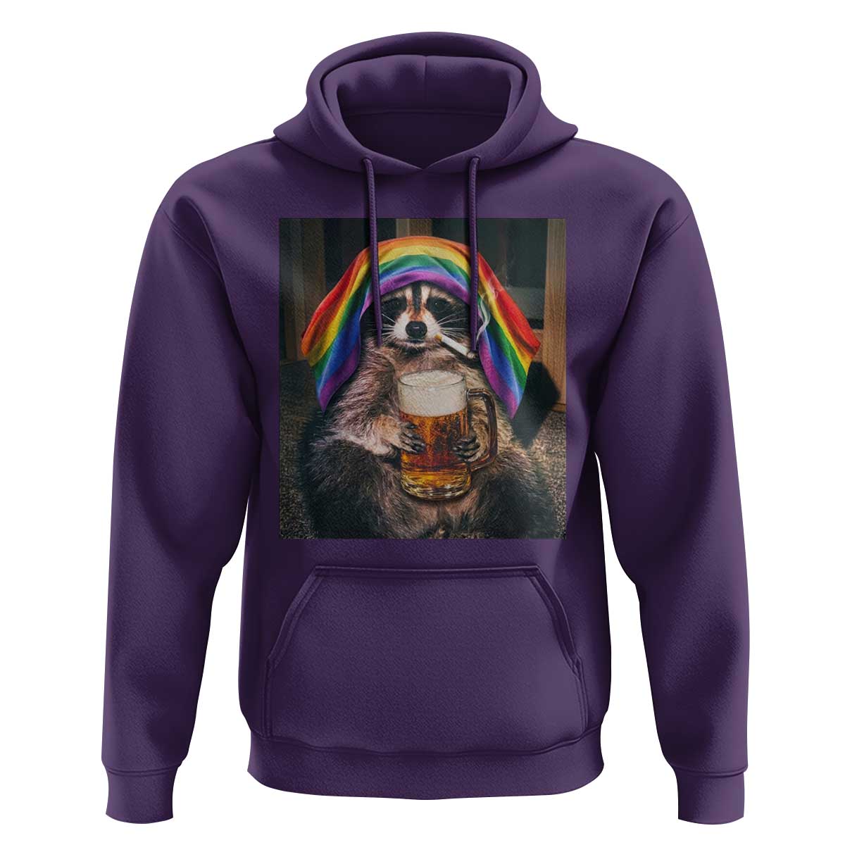 LGBTQ Pride Raccoon Rainbow Flag Hoodie Funny Drinking Beer