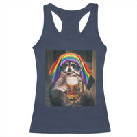 LGBTQ Pride Raccoon Rainbow Flag Racerback Tank Top Funny Drinking Beer
