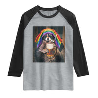 LGBTQ Pride Raccoon Rainbow Flag Raglan Shirt Funny Drinking Beer