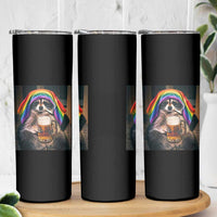 LGBTQ Pride Raccoon Rainbow Flag Skinny Tumbler Funny Drinking Beer