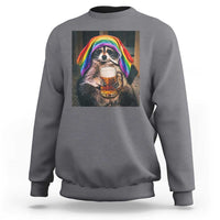 LGBTQ Pride Raccoon Rainbow Flag Sweatshirt Funny Drinking Beer