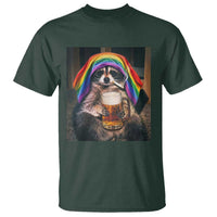 LGBTQ Pride Raccoon Rainbow Flag T Shirt Funny Drinking Beer