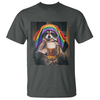 LGBTQ Pride Raccoon Rainbow Flag T Shirt Funny Drinking Beer