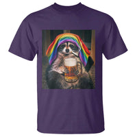 LGBTQ Pride Raccoon Rainbow Flag T Shirt Funny Drinking Beer
